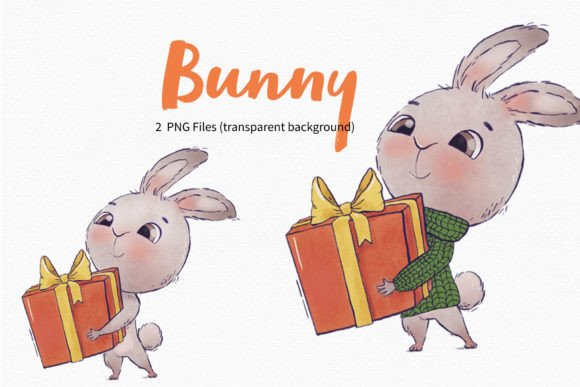 Adorable Holiday Designs with Bunny Gift Clipart