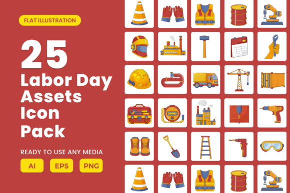 Celebrate Dedication with the Labour Day 2D Icon Set Vol 1