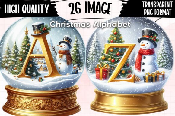 Christmas Alphabet Letters Snow Globe: Festive Typography