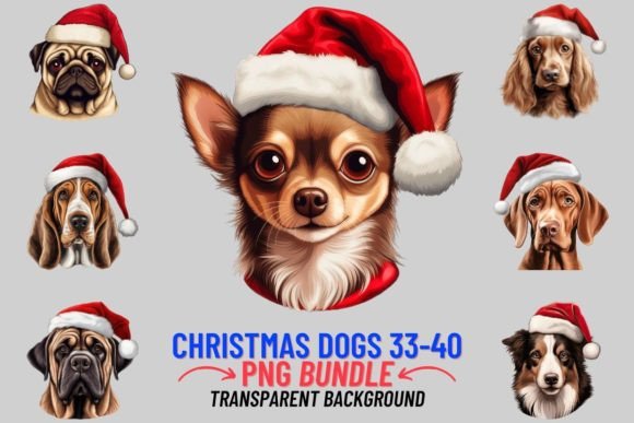 Christmas Dogs in Hats Sublimation 33-40: Festive Design Assets