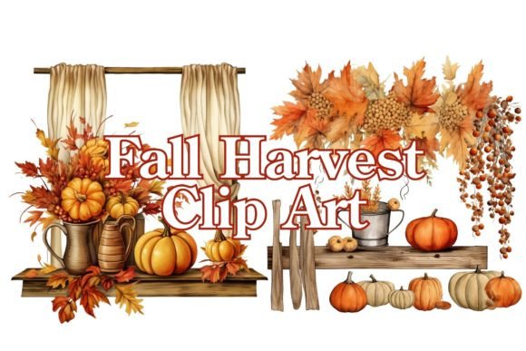 Elevate Your Autumn Designs with Fall Harvest Clip Art Collection 9