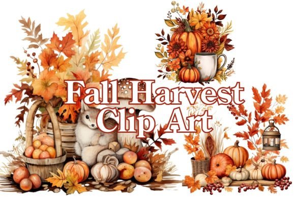 Embrace Autumn's Charm: Fall Harvest Clip Art Collection 2