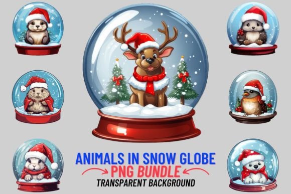 Enchanting Xmas Animals in Snow Globe Sublimation Designs