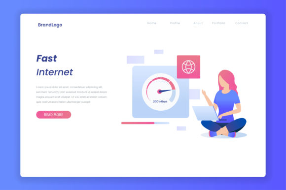 Flat Fast Internet Concept: A Modern Design Asset