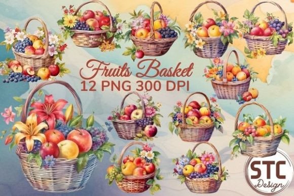Fruits Basket Watercolor Sublimation: Your Go-To Design Asset
