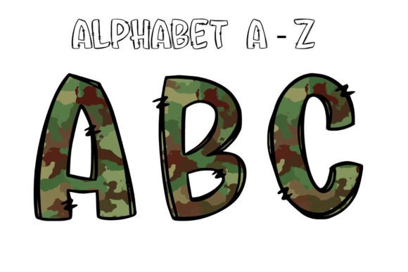 Green Camo Alphabet Letters Doodle: A Tactical Edge for Your Projects