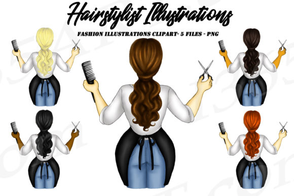 Hairdresser Women Clipart Set PNG: Elevate Your Creative Projects