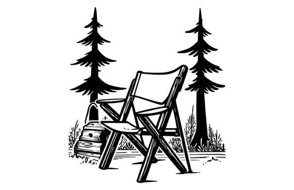 Trendy River Camping Chair Vector: Nature-Inspired Silhouettes for Designers