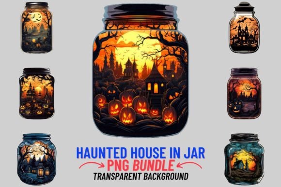 Unleashing the Eerie Charm of Halloween Haunted House in a Jar Clipart