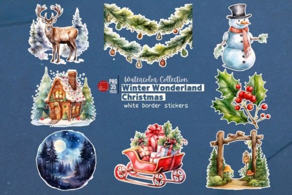 Winter Watercolor Christmas Stickers: A Creative Toolkit for Festive Design